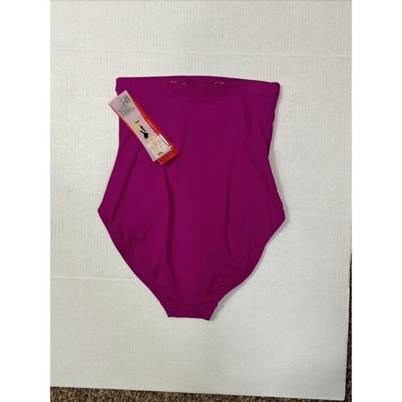 SPANX Let's Go Slimming Swimwear High Waist Bottom Women 10 Berry Pink New 8682 - Picture 13 of 16
